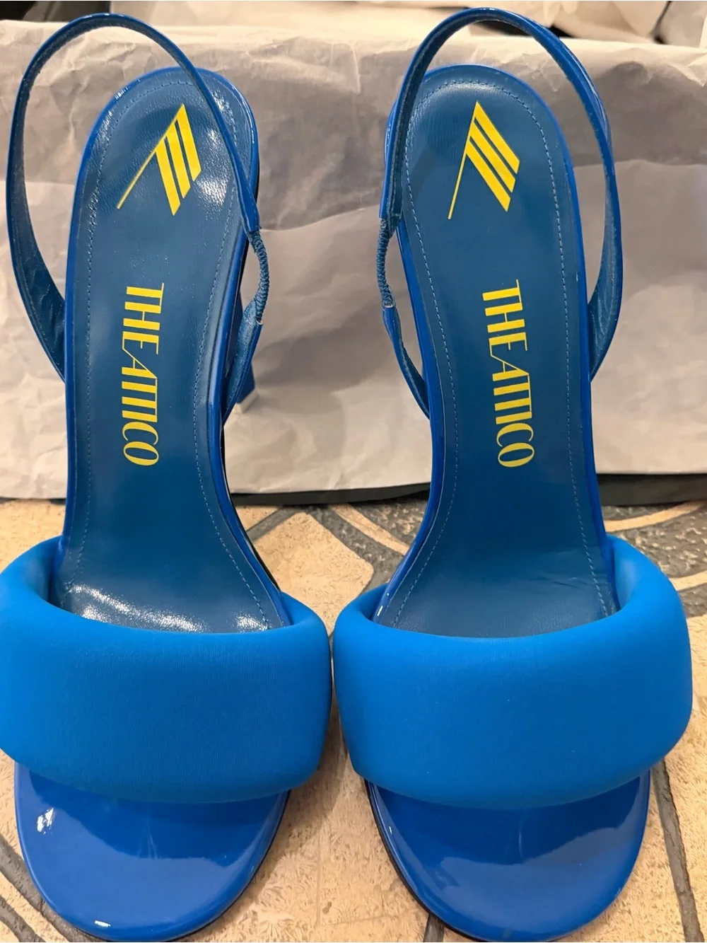 The Attico Electric Blue Open-Toe Slingback Heel